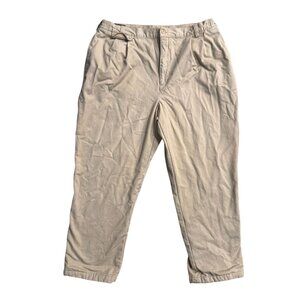 2/$18 SALE! Lands End Flannel Lined Pants Mens 40R Khaki Outdoor‎ Work Pleated